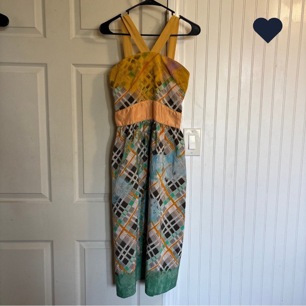 Tsumori Chisato Japanese Designer Silk Geometric Patterned midi Dress Sundress